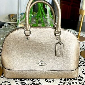 COACH F29170 MINI SIERRA DOME SATCHEL HANDBAG Metallic Platinum/Light Gold